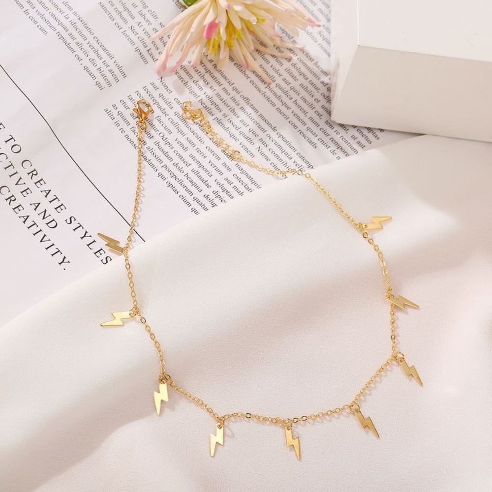 Electra Gold Tone Lightning Bolt Chain | Adjustable Statement Necklace